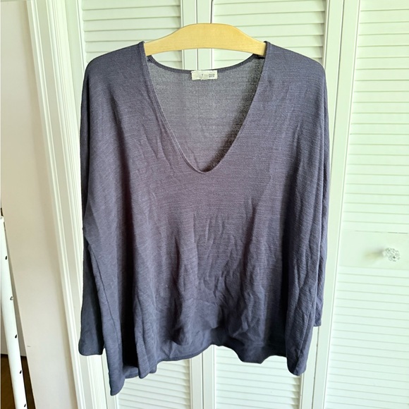 💙 Wilfred Free by Aritzia Navy V-Neck Long Sleeve – Size S - Picture 2 of 4